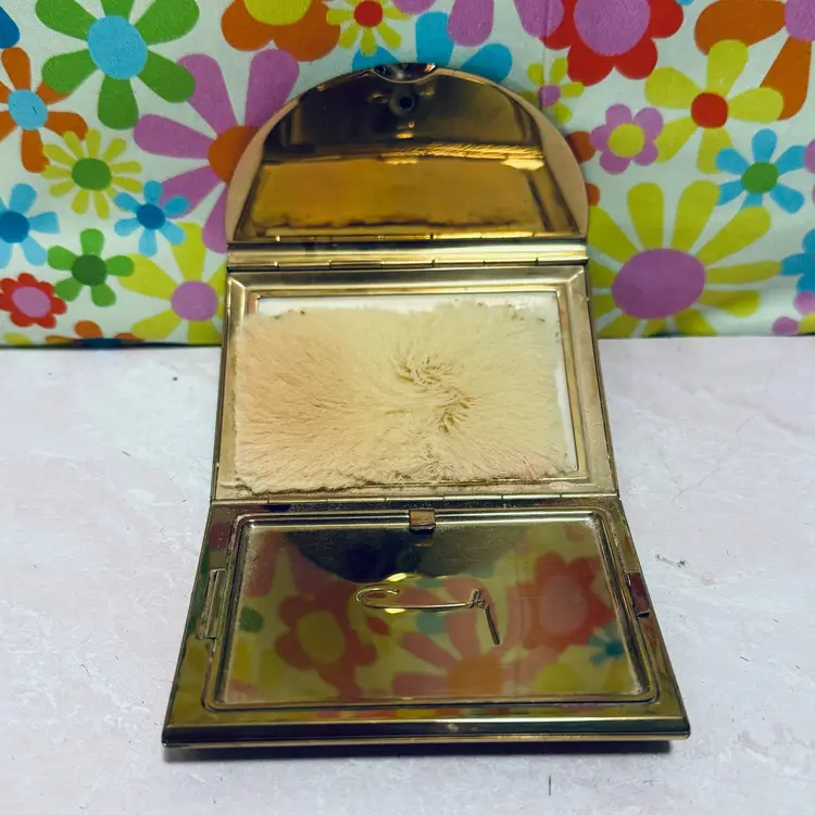 Vintage MCM Cody Gold Toned Purse Makeup Compact w/Powder Puff