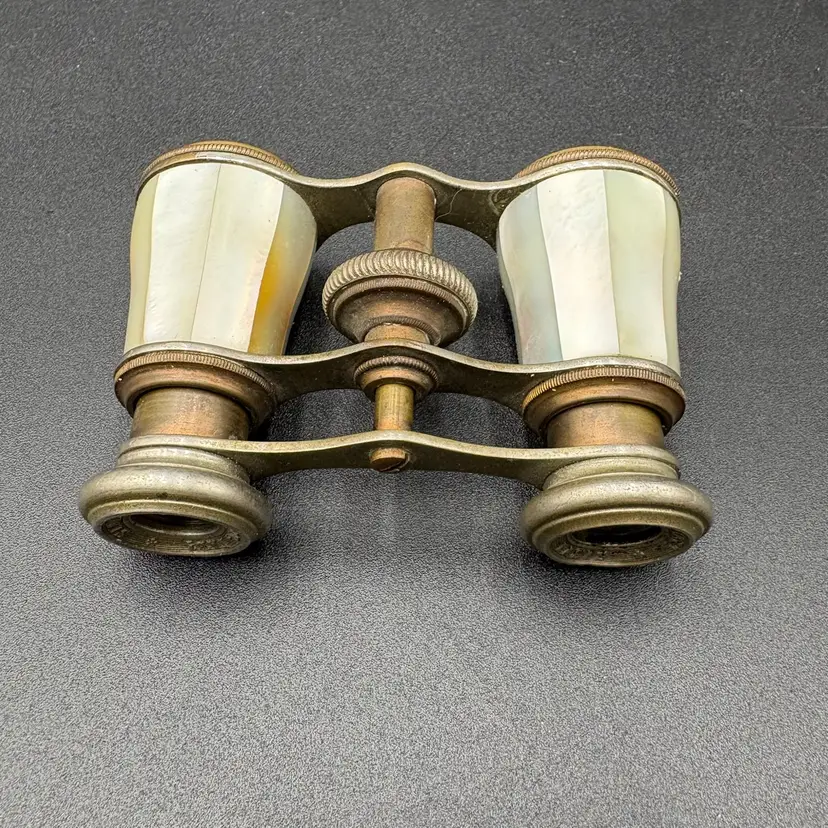 Antique Brass And Mother of Pearl Opera Glasses By Lamain Fabi, Paris