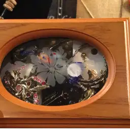 Wood Jewelry box with etched glass top Jewelry inside