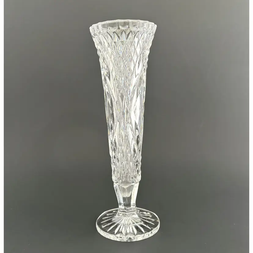 Pressed Glass Footed Bud Vase Wedding Cottage Core Shabby Decor Vintage