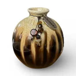 Glazed And Beaded Serenity Round Bud Vase