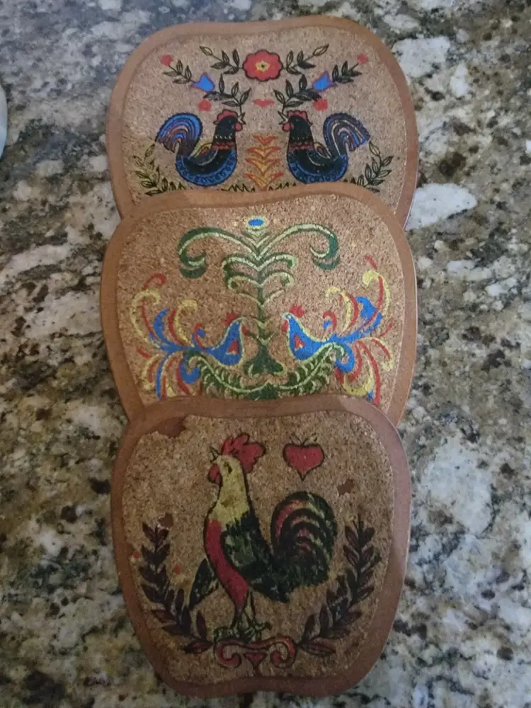 Set of Three Dutch Tole Folk Art Trivets