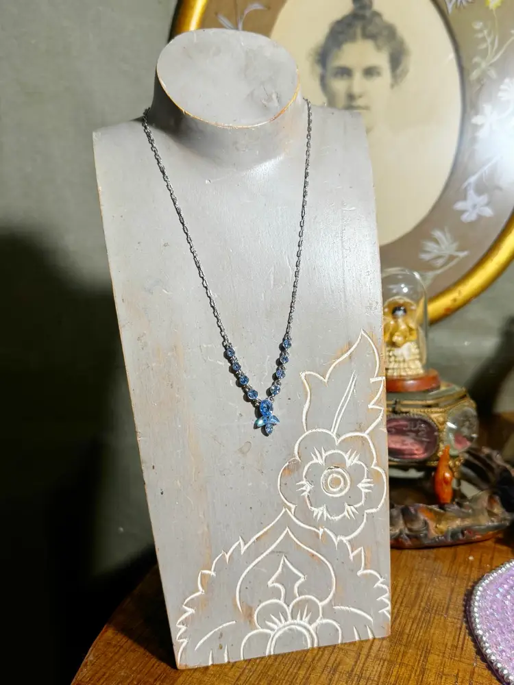 Givenchy Blue Crystal Necklace 16”