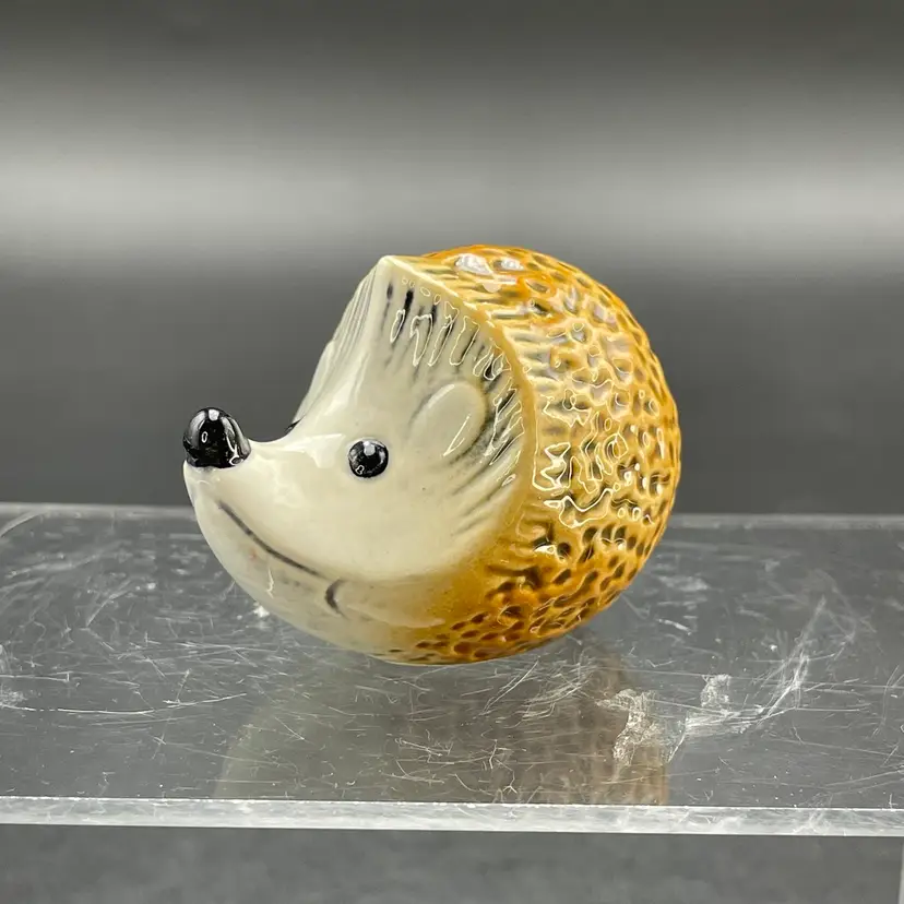 Goebel Brown Hedgehog Miniature Porcelain Figurine West Germany Vintage Animal