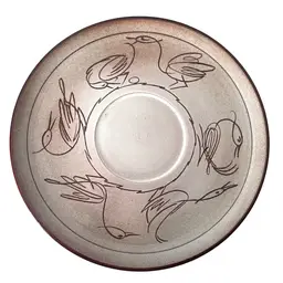 Vintage John & Esther Sills Pottery Charger Plate MCM Redware Sgraffito Duck Goose 11"