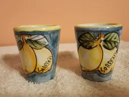 2 Handpainted Lemoncello ceramic cups