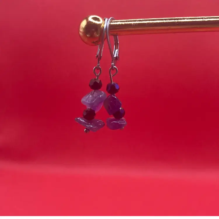 Amethyst Chips With Dark Purple Faceted Beads Handmade By Me, limited edition