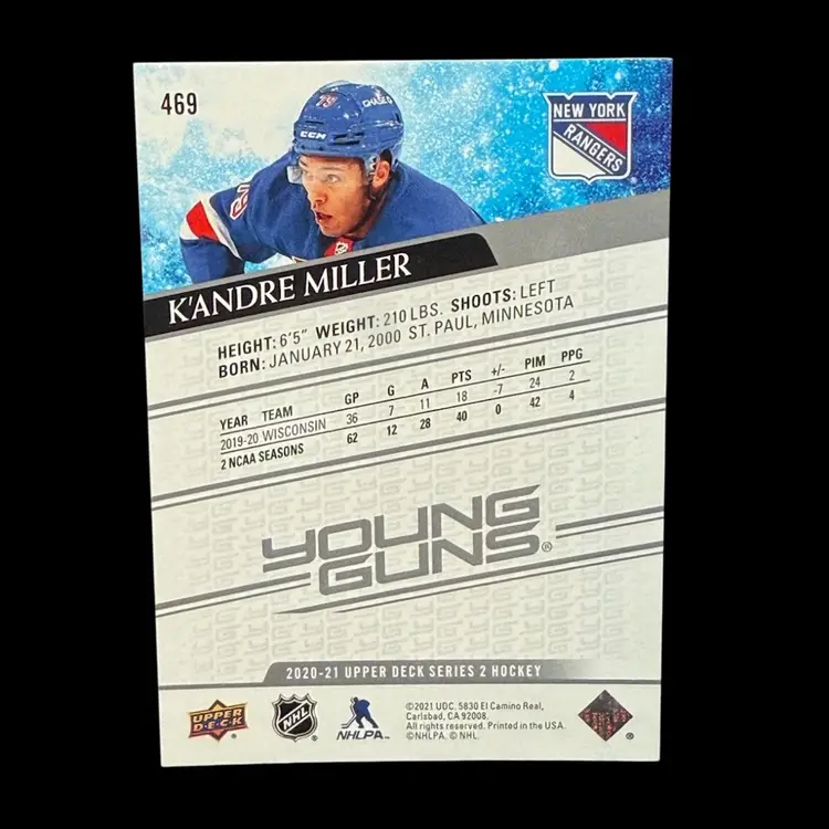 K’Andre Miller 2020-21 Upper Deck Young Guns #469 Rookie Rangers
