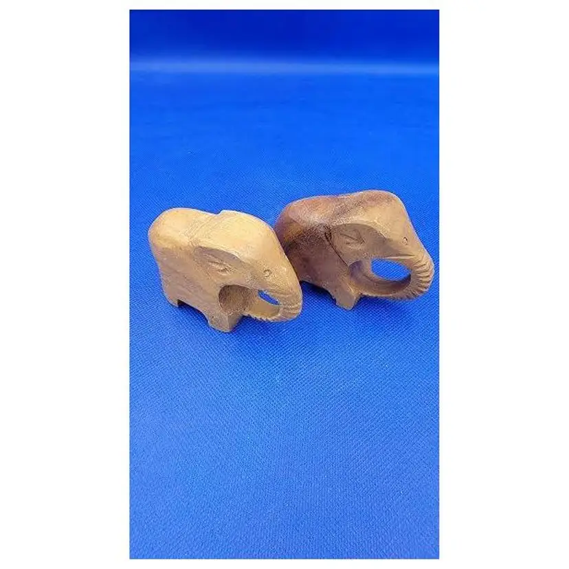 PAIR OF 2 WOOD ELEPHANT NAPKIN HOLDERS