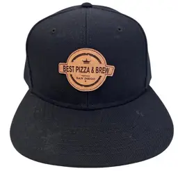 Best Pizza & Brew Patch Logo Flat Brim Unisex Black Snapback by Otto Cap