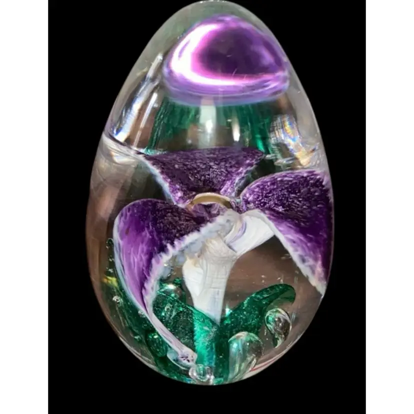 #10- Vintage Signed Paperweight - Multi-colored