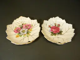 Trinket Ring Dish Floral Leaf Gold  (2) Set