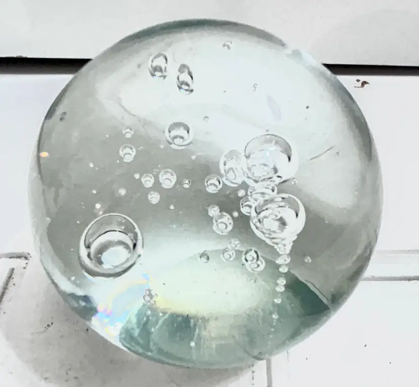 Vintage Clear Glass Bubble Paperweight