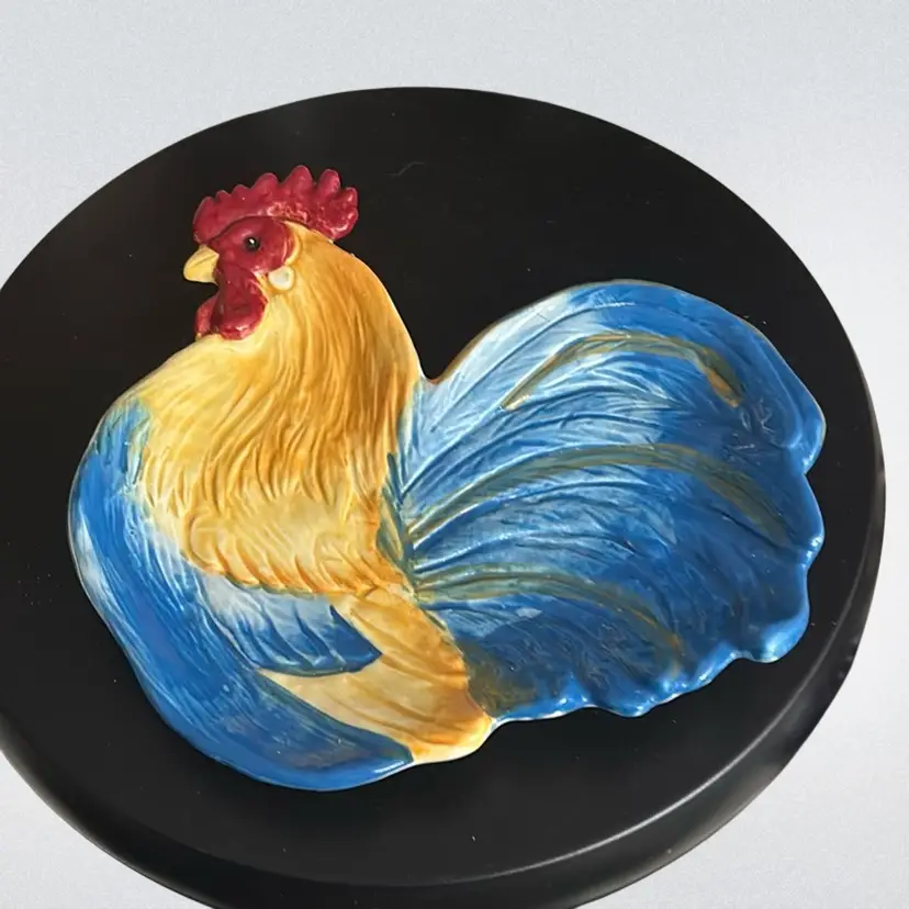 Stoneware Cracker Barrel Rooster Spoon Rest/ Trinket Dish