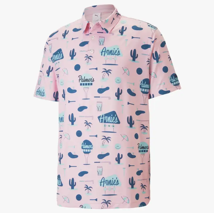 Puma AP CLOUDSPUN Palmer's Place Golf Polo Pink Mens Size Medium