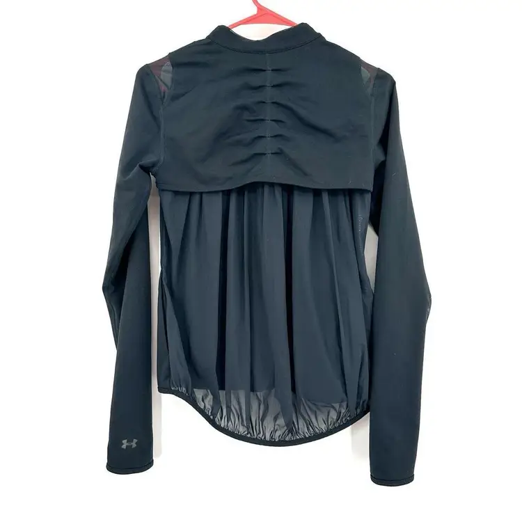 Under Armour Size Small Petite Jacket Black Fitted Semi Sheer Vented Zip Up 