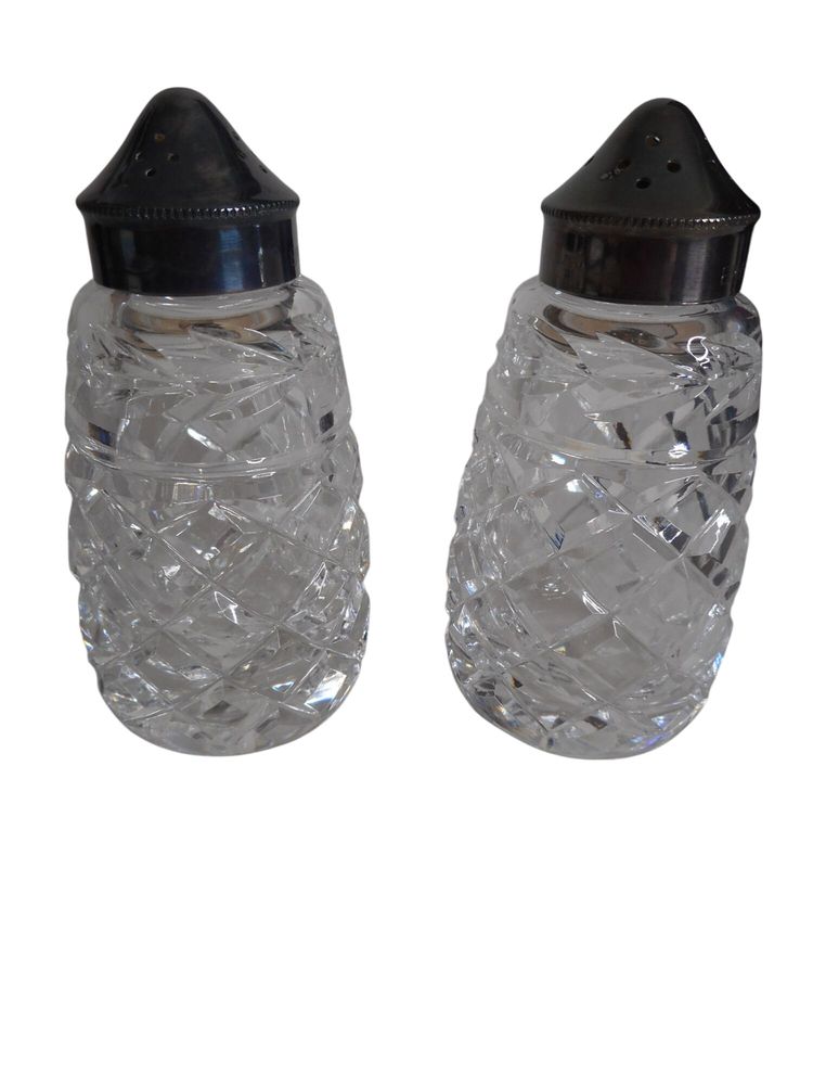 Vintage Waterford Glandore Crystal EPNS Silver Plate Salt & Pepper Shakers