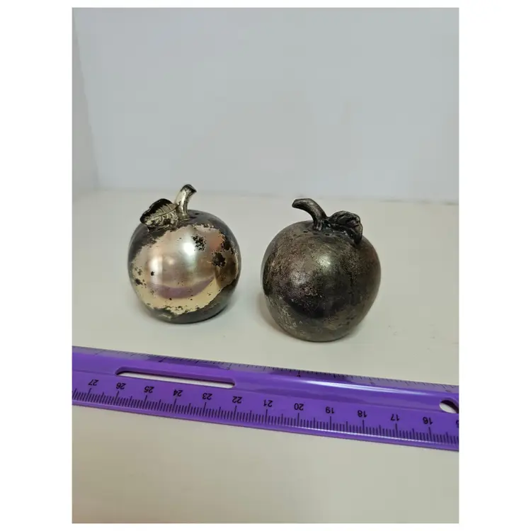 Vintage WB Mfg Co. Silver Plate Apple Salt & Pepper Shakers