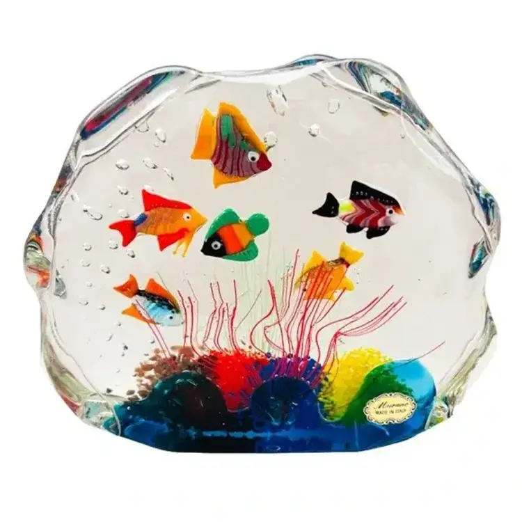 Vintage Murano Glass Fish Aquarium Shell Sculpture