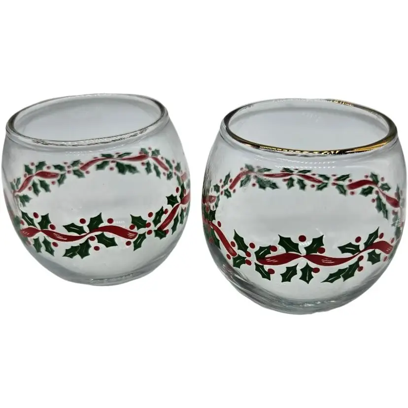 Vintage Holiday Glass Tea Light Candle Holders