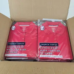 Medium Girl's Uniform Polo Shirt Lot 12 Shirts Per Box Bagged with Hangars