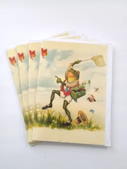 Gorgeous Frog 4 x Vintage Design Greeting Cards and Envelopes