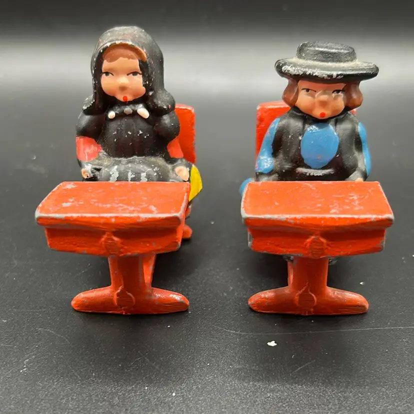 Vintage cast-iron Amish school children