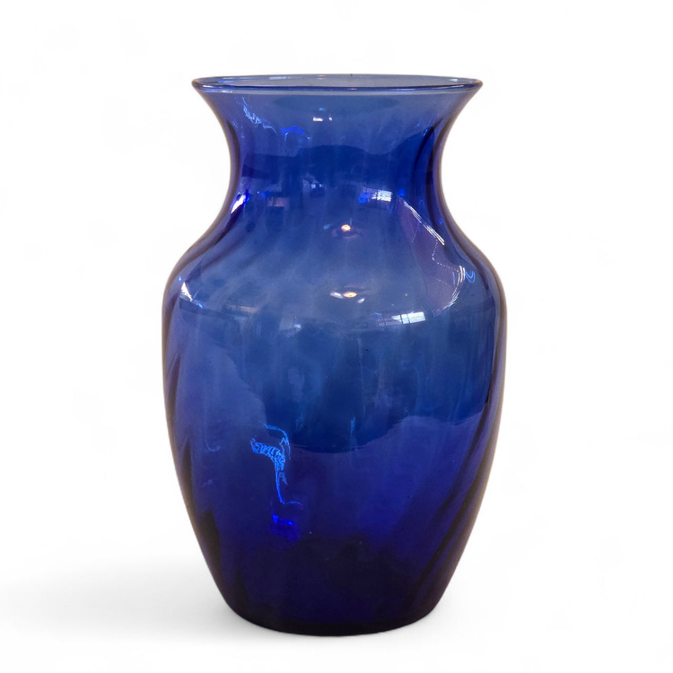 Art Glass Swirl Vase Illusions Cobalt Blue 7⅝" Tall Unbranded