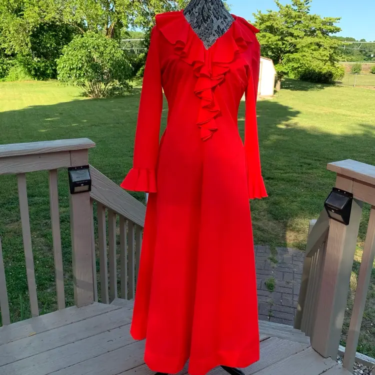 Vintage Garfinckel’s Long Red Gown Size 14 Circa 1970s