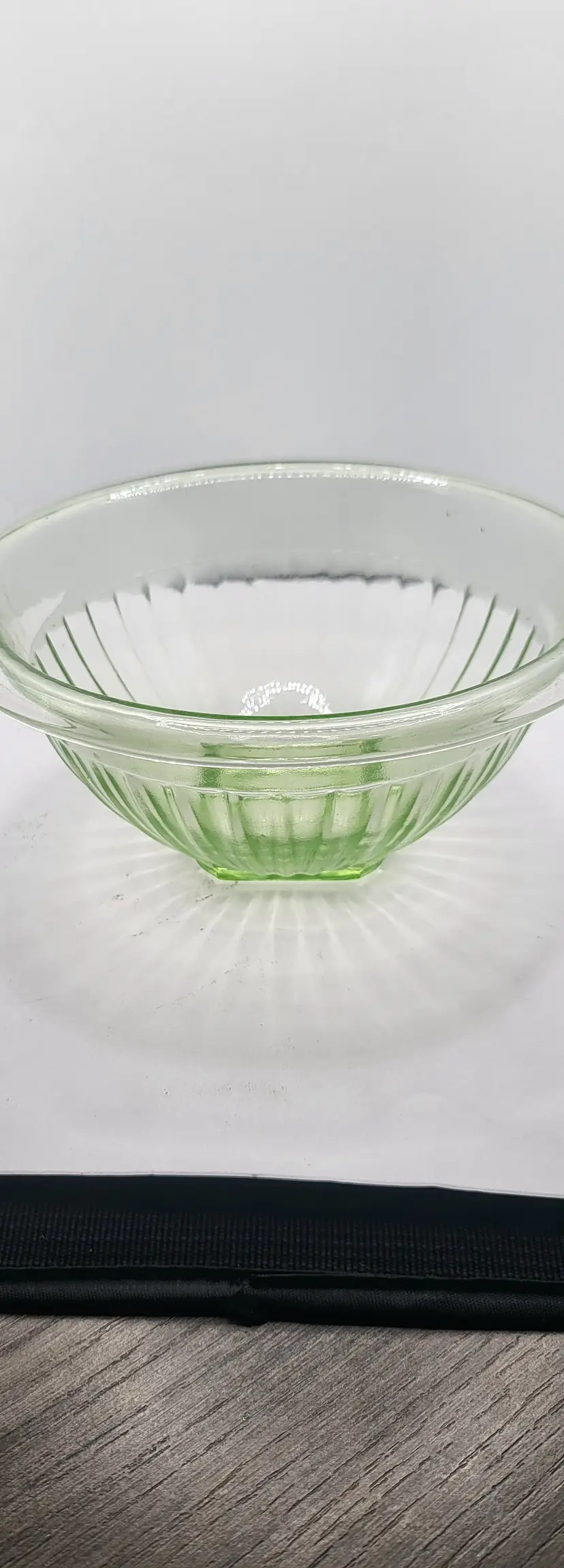 Vintage Uranium/Vasaline Depression Glass Bowl Hazel Atlas 6.5" made in 1930's