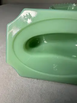 066. Reproduction Jadite Rabbit on nest.  Westmoreland Glass