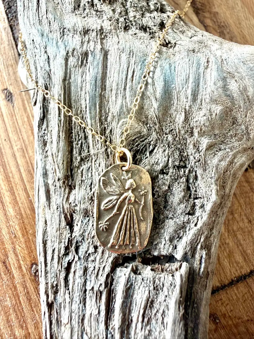 Fairy Angel Pendant On Goldfill Necklace