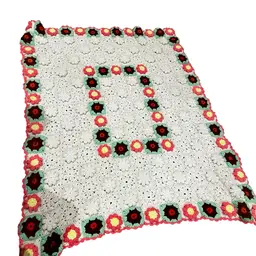 15 Vintage 3-D Flour Handmade Afghan 48 X 59