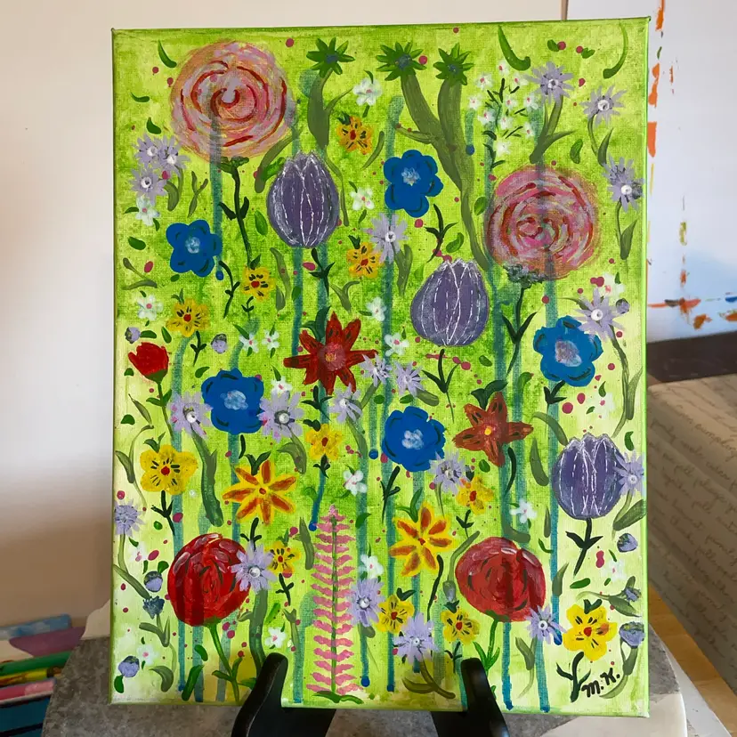 Flowers On Green Background