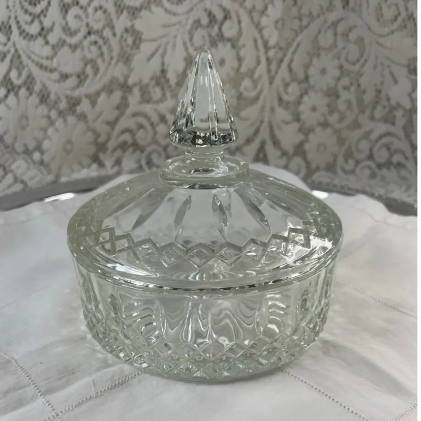 005 MCM Indiana Glass Clear Princess Limited Candy Dish Diamond 6.5" X 6"