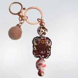 Beaded Keychain With Cow