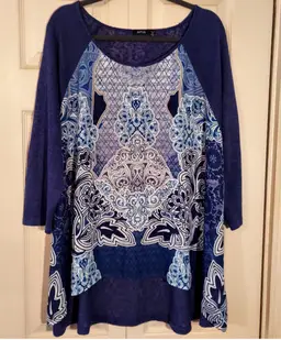 Apt 9 size 3X blue print front tunic