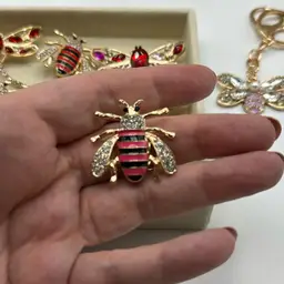 Bee 🐝 Brooch- Pink & Black