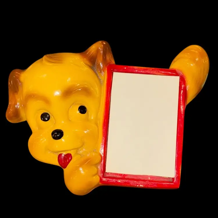 Vintage Chalkware Puppy Plaque With Memo Pad 1950s
