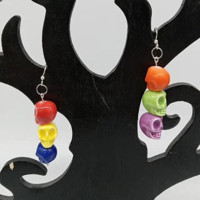 Artist Skulls Primary Secondary Colors Rainbow Earrings