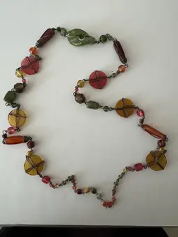 Vintage Glass bead wired necklace 17” long
