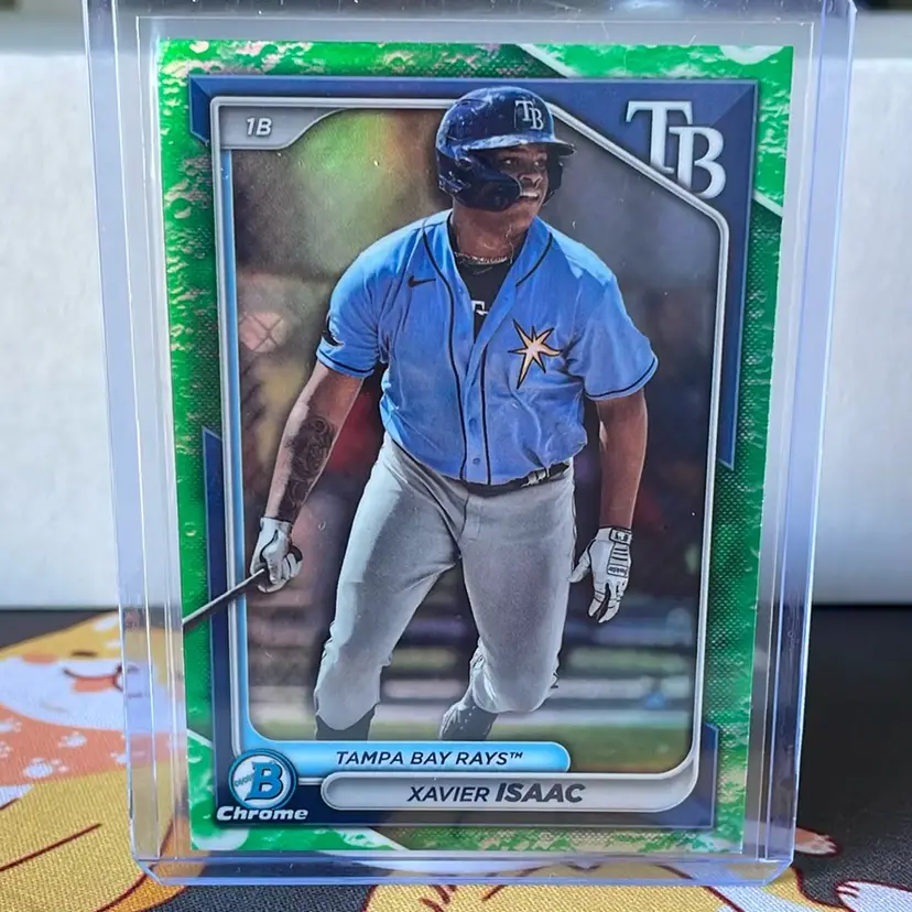 Xavier Isaac 2024 Bowman Chrome Green Parallel Refractor - Tampa Bay Rays