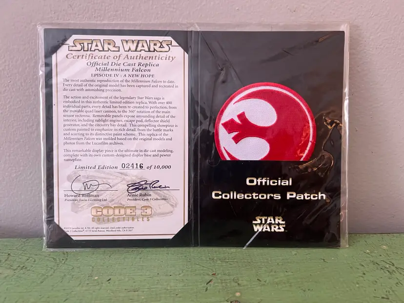 Millennium Falcon New Hope. Star Wars Official Collectors Patch. Limited Edition