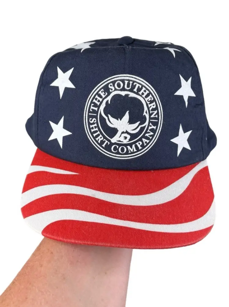 The Southern Shirt Company Patriotic Red White & Blue Flag Snap Adjustable Hat