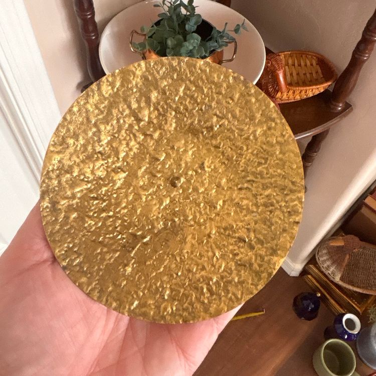 Vintage Solid Brass Textured Pillar Candle Plate