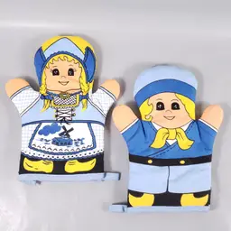 Vintage Holland DUTCH BOY GIRL Cotton OVEN MITT Hot Pad Puppet SET