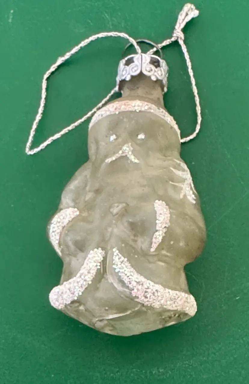 Vintage Santa Claus Ornament UNSILVERED CHRISTMAS WEST GERMANY 2.5” Glitter