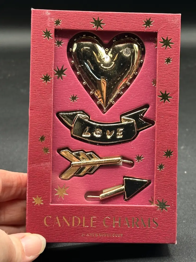 Candle Charm Gold One Size: Heart Monogram
