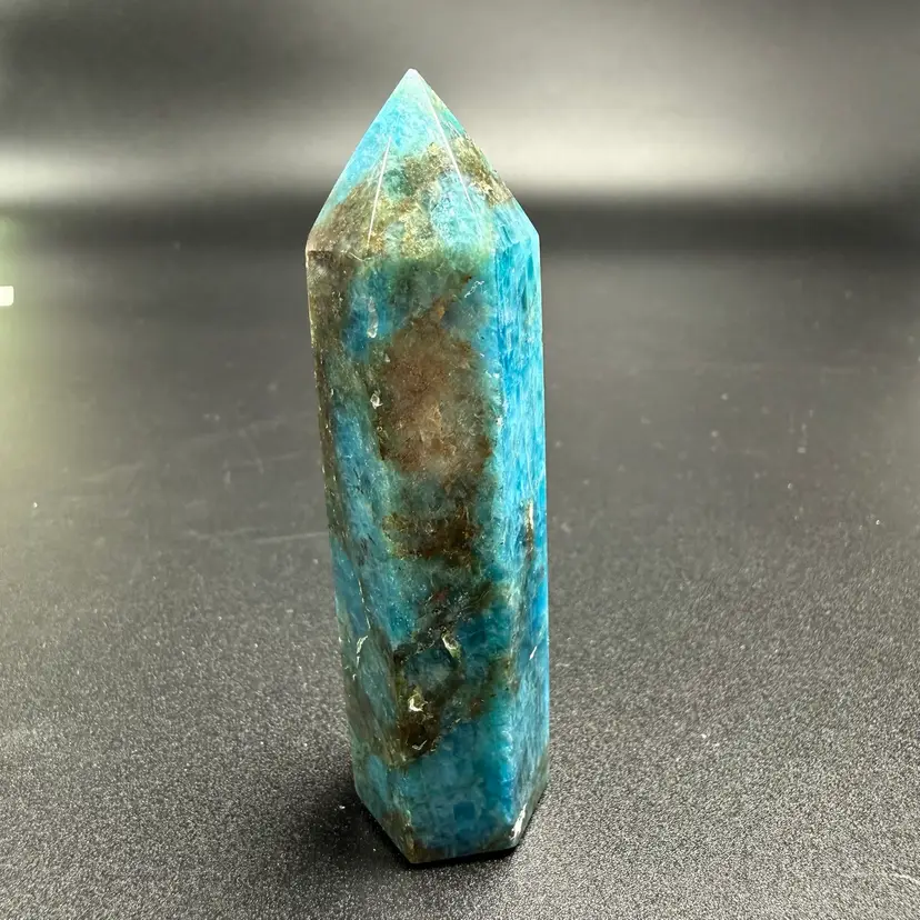 Natural Blue Apatite Tower Point Stone Obelisk Reiki Healing Crystal 3" 76g