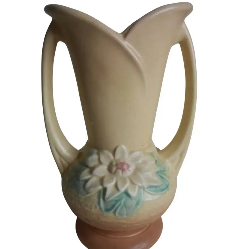 Vtg Hull Art Pottery 1940s WATER LILY Hull USA L-10-9 1/2" double handle Vase #1